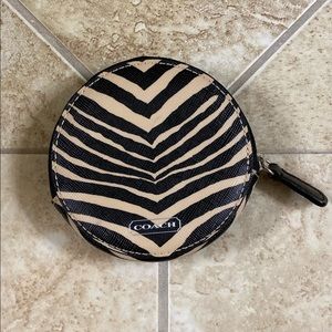 Coach Round Zebra Coin Purse Keychain